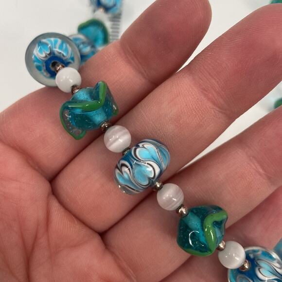 Murano glass beaded earrings and necklace set - Picture 6 of 7